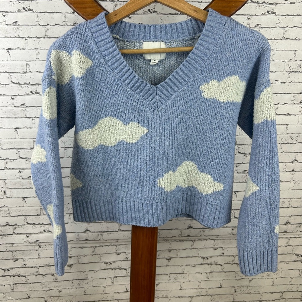 Pink Rose | light blue cloud v neck cropped sweater size M - Picture 4 of 6